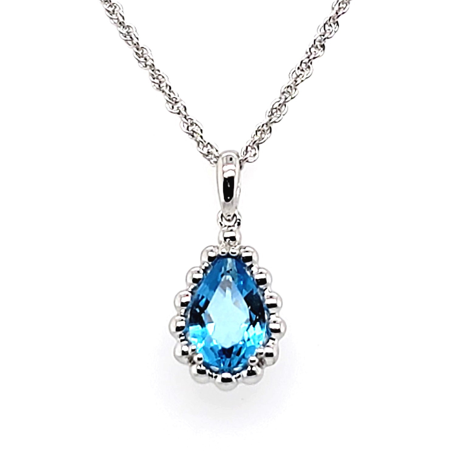 Pear Shaped Blue Topaz Pendant Mckenzie And Smiley Jewelers